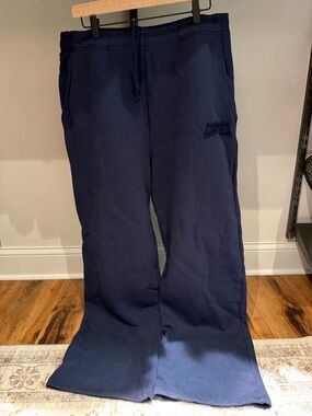 ACTA Navy Wide-Leg Sweatpants with Drawstring